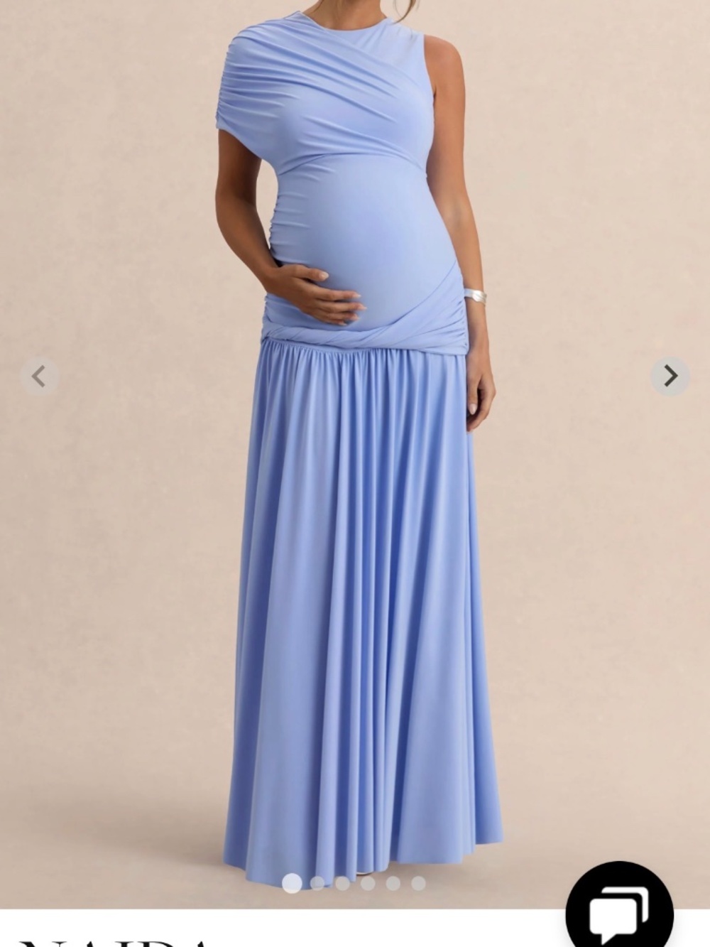 Light blue round neck maternity maxi dress